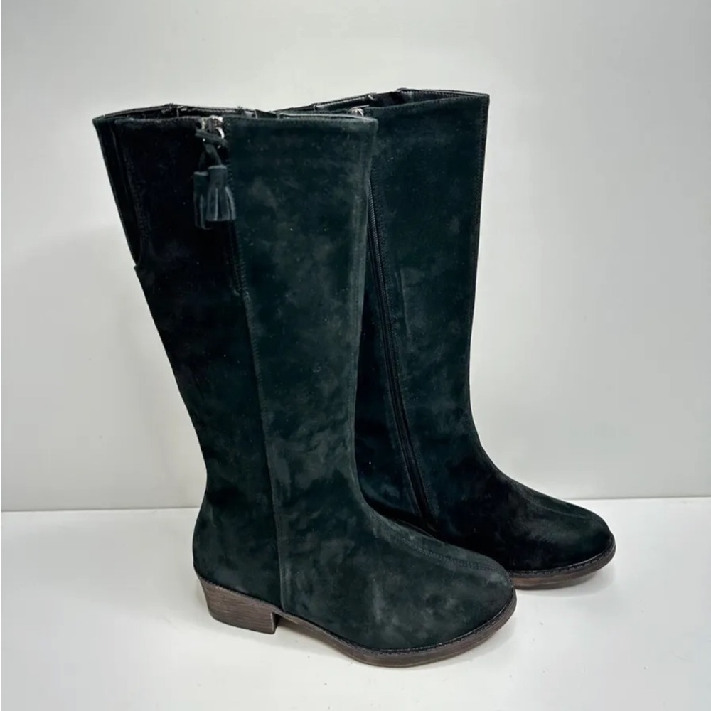 Propet Women's Rider Knee High Black Suede Leather Boots Size 9.5